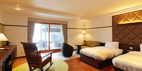 ワーケーションルーム(スパリビング付きツインルーム)